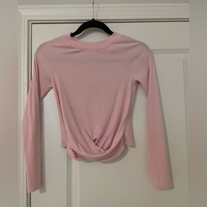 EUC Pink cropped long sleeve ribbed top